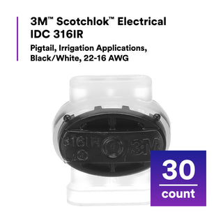 3M Scotchlok Electrical IDC 316IR, Pigtail, Irrigation Applications,Black/White