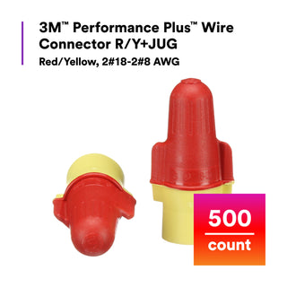 3M Performance Plus Wire Connector R/Y+JUG, 500 per Jug