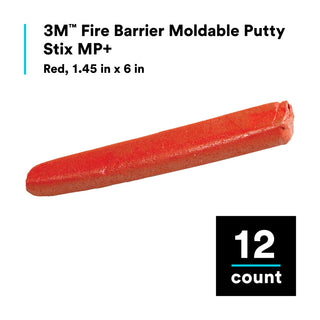 3M Fire Barrier Moldable Putty Stix MP+, Red, 1.45 in x 6 in