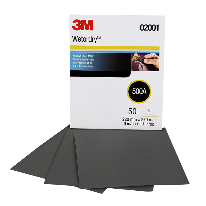 3M Wetordry Abrasive Sheet 413Q, 02001, 500, 9 in x 11 in, 50 sheets
per carton