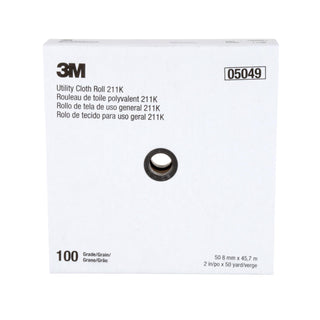 3M Utility Cloth Roll 211K, 100 J-weight, 2 in x 50 yd, Full-flex