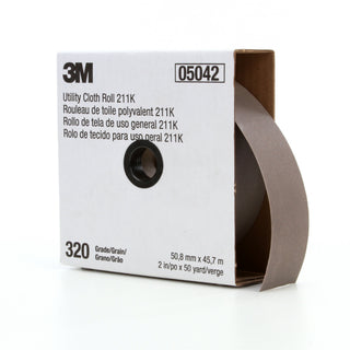 3M Utility Cloth Roll 211K, 320 J-weight, 2 in x 50 yd, Full-flex