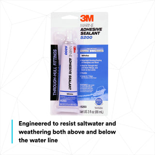 3M Marine Adhesive Sealant 5200, White, 3 oz Tube