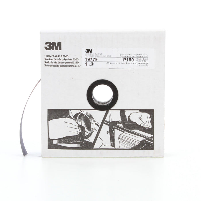 3M Utility Cloth Roll 314D, P180 J-weight, 1 in x 20 yd