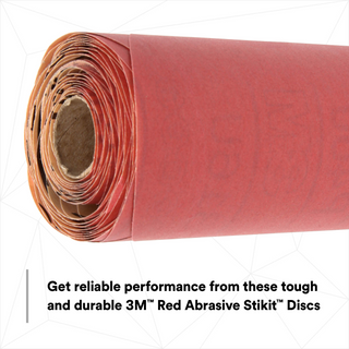 3M Red Abrasive Stikit Disc, 01108, 6 in, P400 grade, 100 discs per
roll