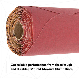 3M Red Abrasive Stikit Disc, 01112, 6 in, P180 grade, 100 discs perroll