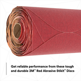 3M Red Abrasive Stikit Disc, 01113, 6 in, P150 grade, 100 discs per
roll