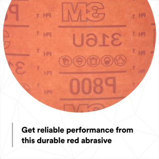 3M Hookit Red Abrasive Disc 316U, 01187, 6 in, P800, 50 discs per
carton