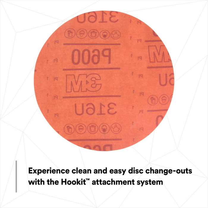 3M Hookit Red Abrasive Disc, 01189, 6 in, P600, 50 discs per carton
