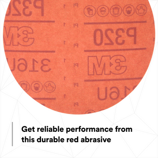 3M Hookit Red Abrasive Disc, 01219, 6 in, P320, 50 discs per carton