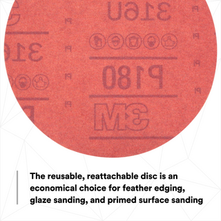 3M Hookit Red Abrasive Disc, 01222, 6 in, P180, 50 discs per carton