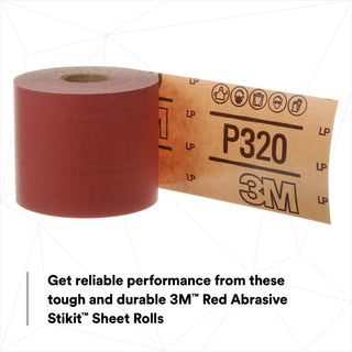 3M Red Abrasive Stikit Sheet Roll, 01682, P320, 2-3/4 in x 25 yd