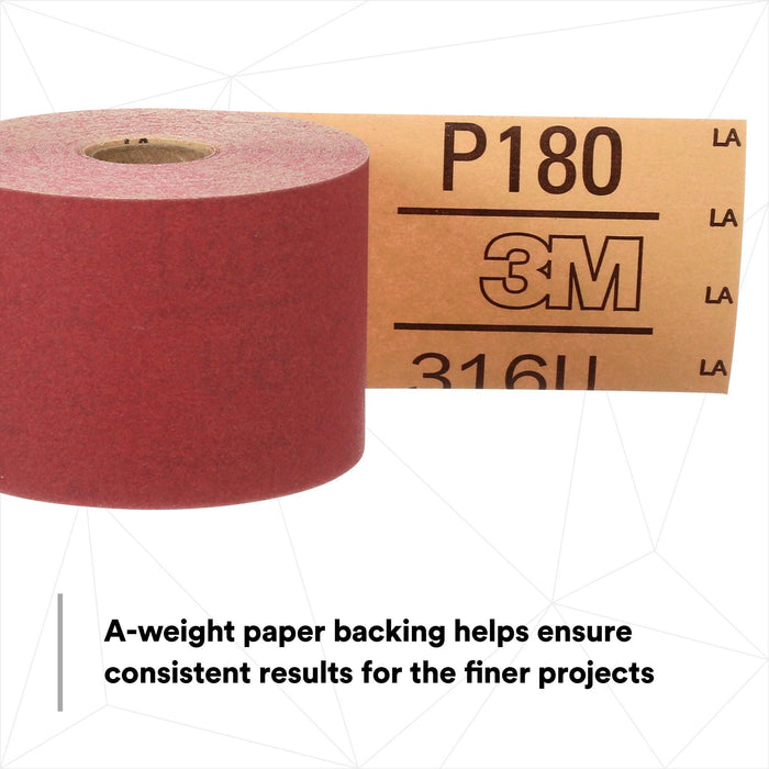 3M Red Abrasive Stikit Sheet Roll, 01685, P180, 2-3/4 in x 25 yd