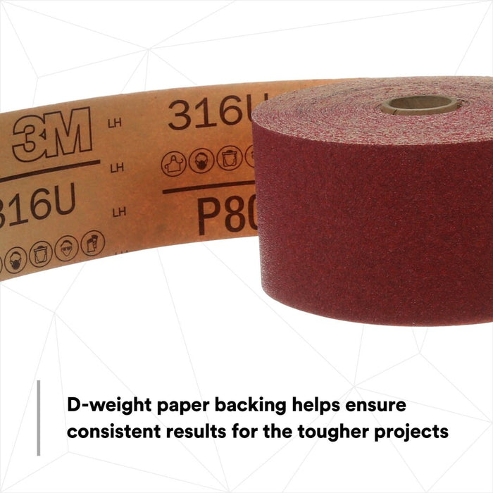 3M Red Abrasive Stikit Sheet Roll, 01688, P80, 2-3/4 in x 25 yd, Dweight