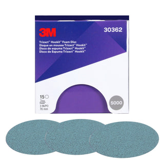 3M Trizact Hookit Foam Disc 30362, P5000, 3 in, 15 Discs/Carton