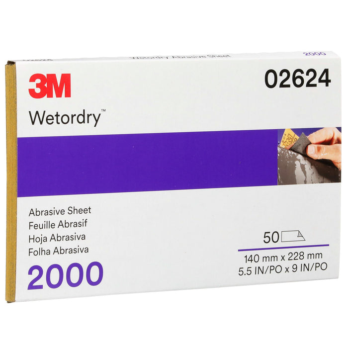 3M Wetordry Abrasive Sheet, 02624, 2000, heavy duty, 5 1/2 in x 9 in