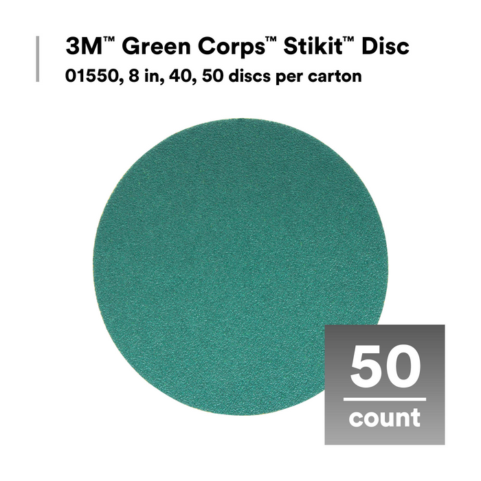 3M Green Corps Stikit Production Disc, 01550, 8 in, 40, 50 discs per
carton