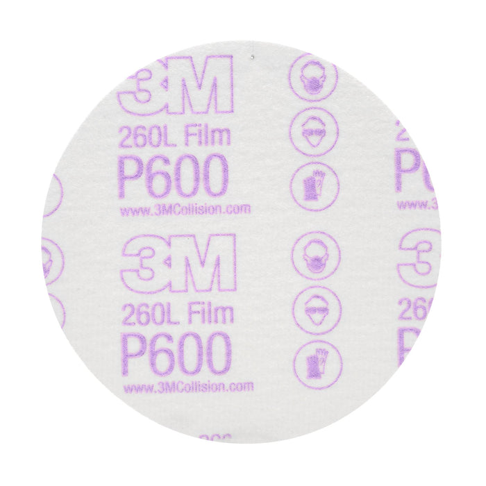 3M Hookit Finishing Film Abrasive Disc 260L, 00955, 5 in, P600