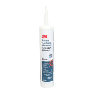 3M Marine Grade Silicone Sealant, PN08027, White, 304 mL Cartridge