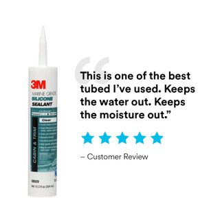 3M Marine Grade Silicone Sealant, Clear, PN08029, 304 mL Cartridge