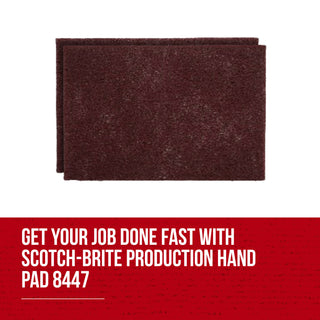 Scotch-Brite Production Hand Pad 8447, HP-HP, A/O Very Fine, Maroon, 6in x 9 in