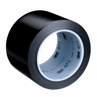 3M Vinyl Tape 471, Black, 3 in x 36 yd, 5.2 mil