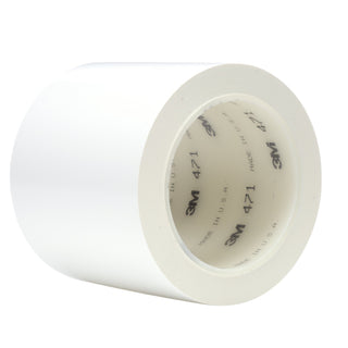 3M Vinyl Tape 471, White, 3 in x 36 yd, 5.2 mil