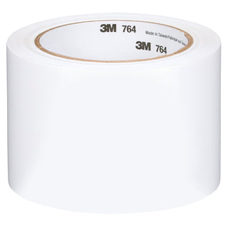 3M General Purpose Vinyl Tape 764, White, 3 in x 36 yd, 5 mil, 12 Roll/Case