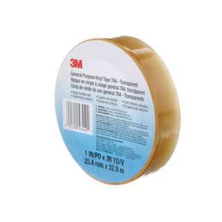 3M General Purpose Vinyl Tape 764, Transparent, 1 in x 36 yd, 5 mil