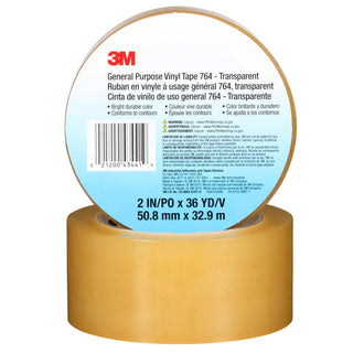 3M General Purpose Vinyl Tape 764, Transparent, 2 in x 36 yd, 5 mil