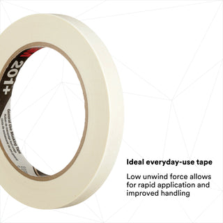 3M General Use Masking Tape 201+, Tan, 12 mm x 55 m, 4.4 mil