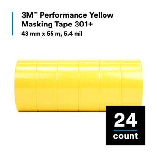 3M Performance Yellow Masking Tape 301+, 48 mm x 55 m, 6.3 mil