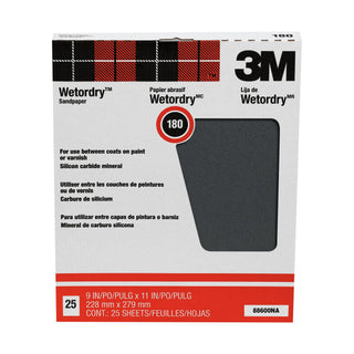 3M Pro-Pak Wetordry Sanding Sheets 88600NA, 9 in x 11 in, 180C grit,
25 sht pk