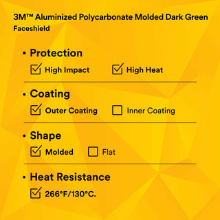 3M Aluminized Polycarbonate Molded Dark Green Faceshield Window82509-00000