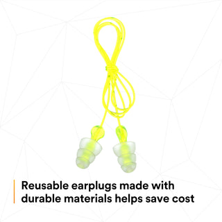 3M Tri-Flange Earplugs P3000, Corded