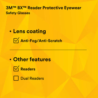 3M BX Reader Protective Eyewear 11374-00000-20, Clear Lens, SilverFrame