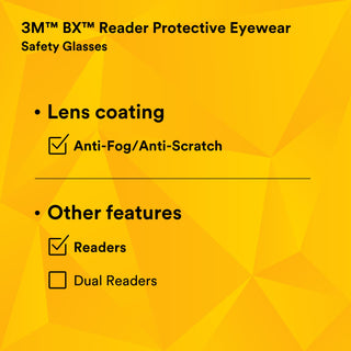 3M BX Reader Protective Eyewear 11379-00000-20, Grey Lens, SilverFrame