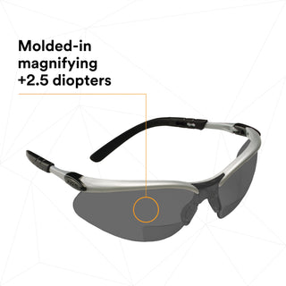 3M BX Reader Protective Eyewear 11379-00000-20, Grey Lens, SilverFrame