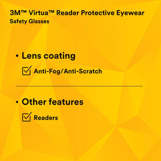 3M Virtua Reader Protective Eyewear 11515-00000-20 Clear Anti-Fog
Lens