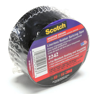 3M Linerless Electrical Rubber Tape 2242, 1-1/2 in x 15 ft, 1 in core,Black