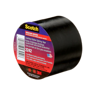 3M Linerless Electrical Rubber Tape 2242, 2 in x 15 ft, 1 in core,Black