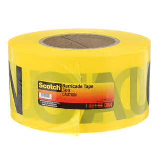 Scotch® Barricade Tape 300, CAUTION, 3 in x 1000 ft, Yellow