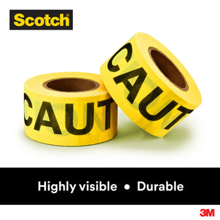 Scotch® Barricade Tape 300, CAUTION, 3 in x 1000 ft, Yellow