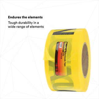 Scotch® Barricade Tape 300, CAUTION, 3 in x 1000 ft, Yellow