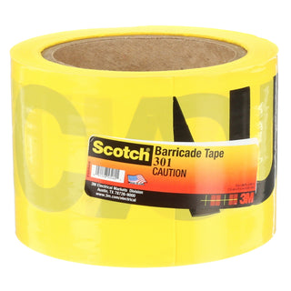 Scotch® Barricade Tape 301, CAUTION, 3 in x 300 ft, Yellow