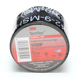 3M Temflex Mining-Grade Vinyl Electrical Tape 1700P, 1-1/2 in x 66 ft,Printed