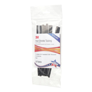 3M Heat Shrink Thin-Wall Tubing FP-301-3/16-6"-Black-10-10 Pc Pks