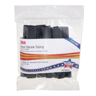 3M Heat Shrink Thin-Wall Tubing FP-301-3/4-6"-Black-10-10 Pc Pks