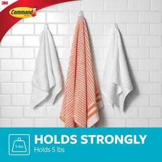 Command Large Towel Hook with Water-Resistant Strips BATH17-ES ClearFrosted