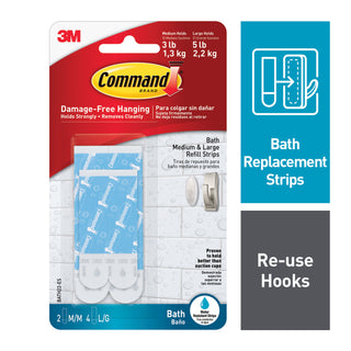 Command Water-Resistant Refill Strips-Assorted BATH22-ES